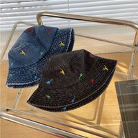 Women's Cute Basic Dinosaur Embroidery Wide Eaves Bucket Hat main image 2