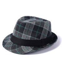 Men's Retro British Style Plaid Crimping Fedora Hat sku image 6