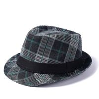 Männer Retro Britischer Stil Plaid Crimpen Fedora-hut sku image 6