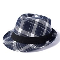 Männer Retro Britischer Stil Plaid Crimpen Fedora-hut sku image 1