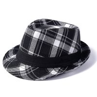 Männer Retro Britischer Stil Plaid Crimpen Fedora-hut sku image 2