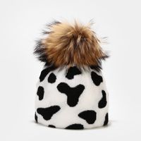 Women's Basic Retro Cow Pattern Leopard Pom Poms Eaveless Wool Cap sku image 1