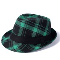 Men's Retro British Style Plaid Crimping Fedora Hat main image 4