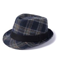 Men's Retro British Style Plaid Crimping Fedora Hat sku image 7
