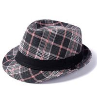 Men's Retro British Style Plaid Crimping Fedora Hat main image 2