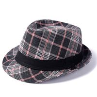 Men's Retro British Style Plaid Crimping Fedora Hat sku image 3