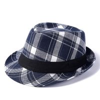 Men's Retro British Style Plaid Crimping Fedora Hat main image 3