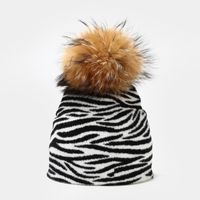 Women's Basic Retro Cow Pattern Leopard Pom Poms Eaveless Wool Cap sku image 4