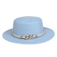 Women's Elegant Lady Simple Style Solid Color Chain Wide Eaves Fedora Hat main image 5