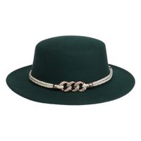Women's Elegant Lady Simple Style Solid Color Chain Wide Eaves Fedora Hat main image 1
