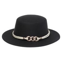 Women's Elegant Lady Simple Style Solid Color Chain Wide Eaves Fedora Hat sku image 5
