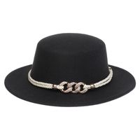 Femmes Élégant Dame Style Simple Couleur Unie Chaîne Avant-toit Large Chapeau Fédora sku image 5