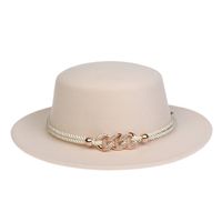 Women's Elegant Lady Simple Style Solid Color Chain Wide Eaves Fedora Hat main image 4