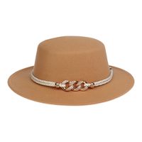 Women's Elegant Lady Simple Style Solid Color Chain Wide Eaves Fedora Hat sku image 1