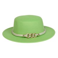 Women's Elegant Lady Simple Style Solid Color Chain Wide Eaves Fedora Hat main image 3