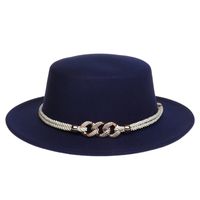 Women's Elegant Lady Simple Style Solid Color Chain Wide Eaves Fedora Hat sku image 7
