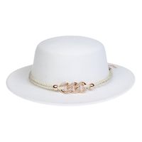 Women's Elegant Lady Simple Style Solid Color Chain Wide Eaves Fedora Hat sku image 15