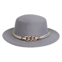 Women's Elegant Lady Simple Style Solid Color Chain Wide Eaves Fedora Hat sku image 4