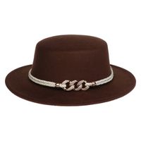 Femmes Élégant Dame Style Simple Couleur Unie Chaîne Avant-toit Large Chapeau Fédora sku image 8