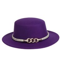 Women's Elegant Lady Simple Style Solid Color Chain Wide Eaves Fedora Hat sku image 12