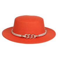Women's Elegant Lady Simple Style Solid Color Chain Wide Eaves Fedora Hat main image 2