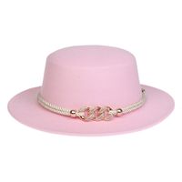 Women's Elegant Lady Simple Style Solid Color Chain Wide Eaves Fedora Hat sku image 13