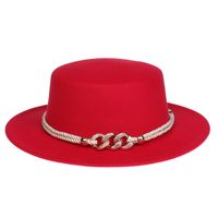 Mujeres Elegante Señora Estilo Simple Color Sólido Cadena Aleros Anchos Sombrero De Fieltro sku image 9