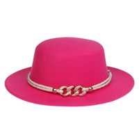 Women's Elegant Lady Simple Style Solid Color Chain Wide Eaves Fedora Hat sku image 6