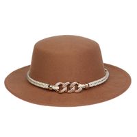 Women's Elegant Lady Simple Style Solid Color Chain Wide Eaves Fedora Hat sku image 10