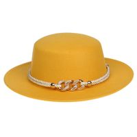 Femmes Élégant Dame Style Simple Couleur Unie Chaîne Avant-toit Large Chapeau Fédora sku image 14