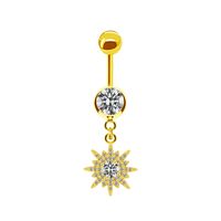 Elegant Cute Classic Style Animal Butterfly Snowflake Stainless Steel Alloy Rhinestone Inlay Zircon White Gold Plated Belly Ring sku image 3