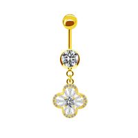Elegant Cute Classic Style Animal Butterfly Snowflake Stainless Steel Alloy Rhinestone Inlay Zircon White Gold Plated Belly Ring sku image 4