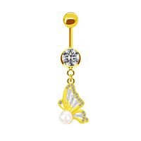 Elegant Cute Classic Style Animal Butterfly Snowflake Stainless Steel Alloy Rhinestone Inlay Zircon White Gold Plated Belly Ring sku image 5
