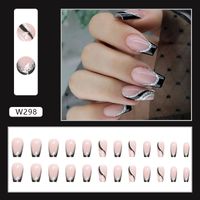 French Style Sweet Color Block Plastic Nail Patches 1 Set main image 3