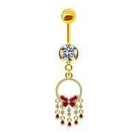 Elegant Cute Classic Style Animal Butterfly Snowflake Stainless Steel Alloy Rhinestone Inlay Zircon White Gold Plated Belly Ring sku image 6