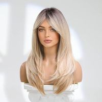 Women's Simple Style Street High Temperature Wire Side Fringe Long Straight Hair Wig Net sku image 7
