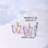 1 Pair Sweet Butterfly Plating Inlay Copper Zircon Gold Plated Earrings sku image 9