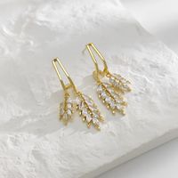 1 Pair Glam Luxurious Grain Plating Inlay Copper Alloy Zircon 18k Gold Plated Drop Earrings main image 6