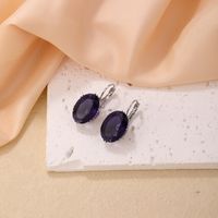 1 Pair Simple Style Oval Plating Inlay Copper Zircon Rhodium Plated Drop Earrings main image 3