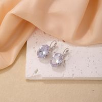 1 Pair Simple Style Oval Plating Inlay Copper Zircon Rhodium Plated Drop Earrings main image 5