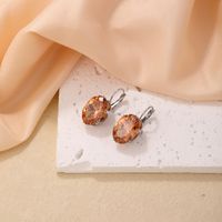 1 Pair Simple Style Oval Plating Inlay Copper Zircon Rhodium Plated Drop Earrings main image 7