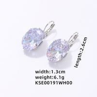1 Pair Simple Style Oval Plating Inlay Copper Zircon Rhodium Plated Drop Earrings sku image 1