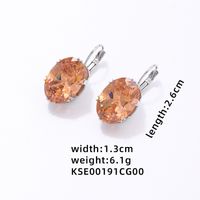 1 Pair Simple Style Oval Plating Inlay Copper Zircon Rhodium Plated Drop Earrings sku image 7