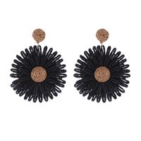 1 Pair Simple Style Round Flower Braid Alloy Raffia Drop Earrings main image 5