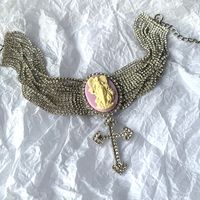 Punk Streetwear Cross Alloy Inlay Rhinestones Silver Plated Women's Pendant Necklace main image 3