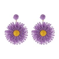 1 Pair Simple Style Round Flower Braid Alloy Raffia Drop Earrings sku image 4
