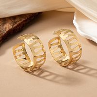 1 Pair Glam Luxurious Solid Color Plating Hollow Out Alloy 14k Gold Plated Ear Studs main image 3