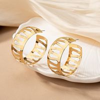 1 Pair Glam Luxurious Solid Color Plating Hollow Out Alloy 14k Gold Plated Ear Studs main image 5