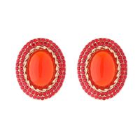 1 Pair Simple Style Oval Plating Inlay Alloy Resin Rhinestones Gold Plated Ear Studs main image 5