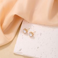 1 Pair Sweet Simple Style Heart Shape Plating Inlay Copper Zircon Silver Plated Ear Studs main image 8